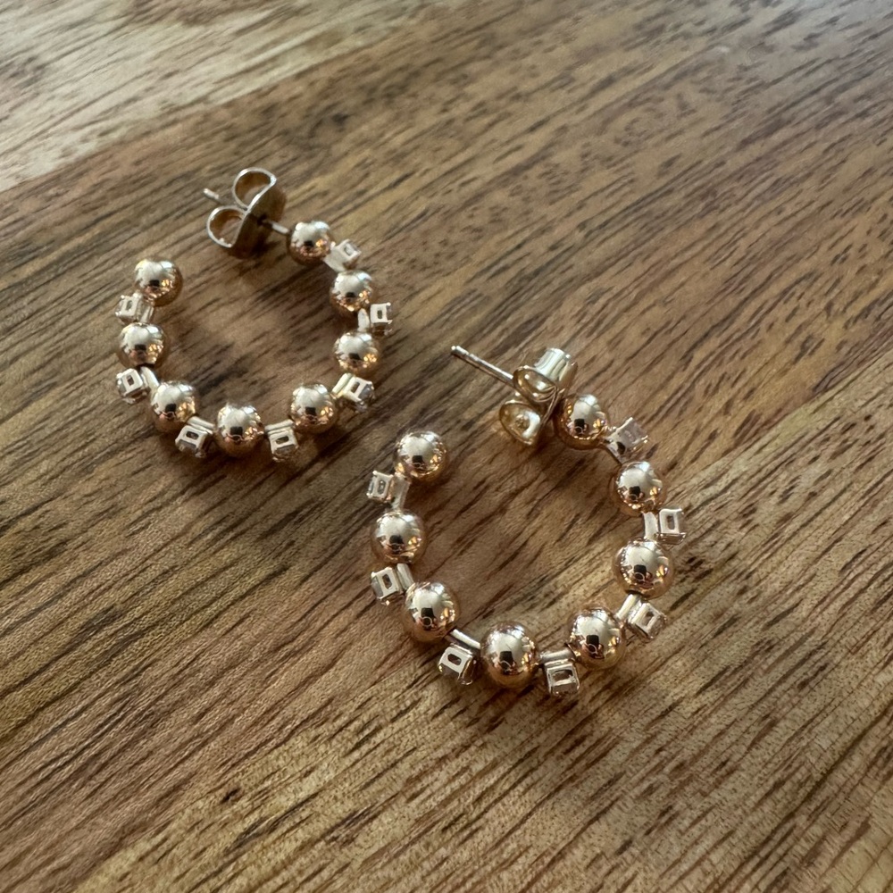Anthropologie beaded hoop earrings with CZ